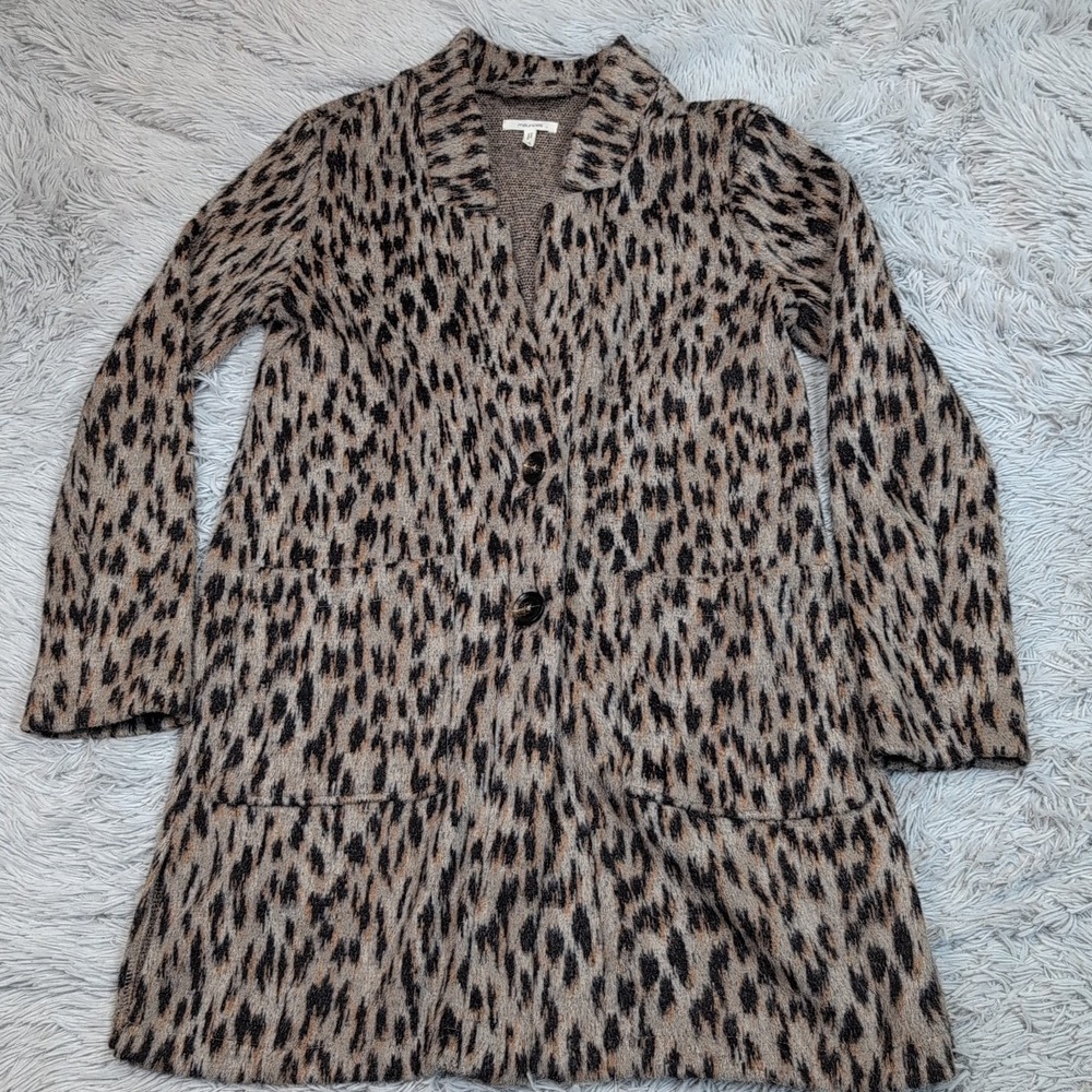 Maurices Sweater Womens XS Animal Print Cardigan Button Up Comfort Pockets